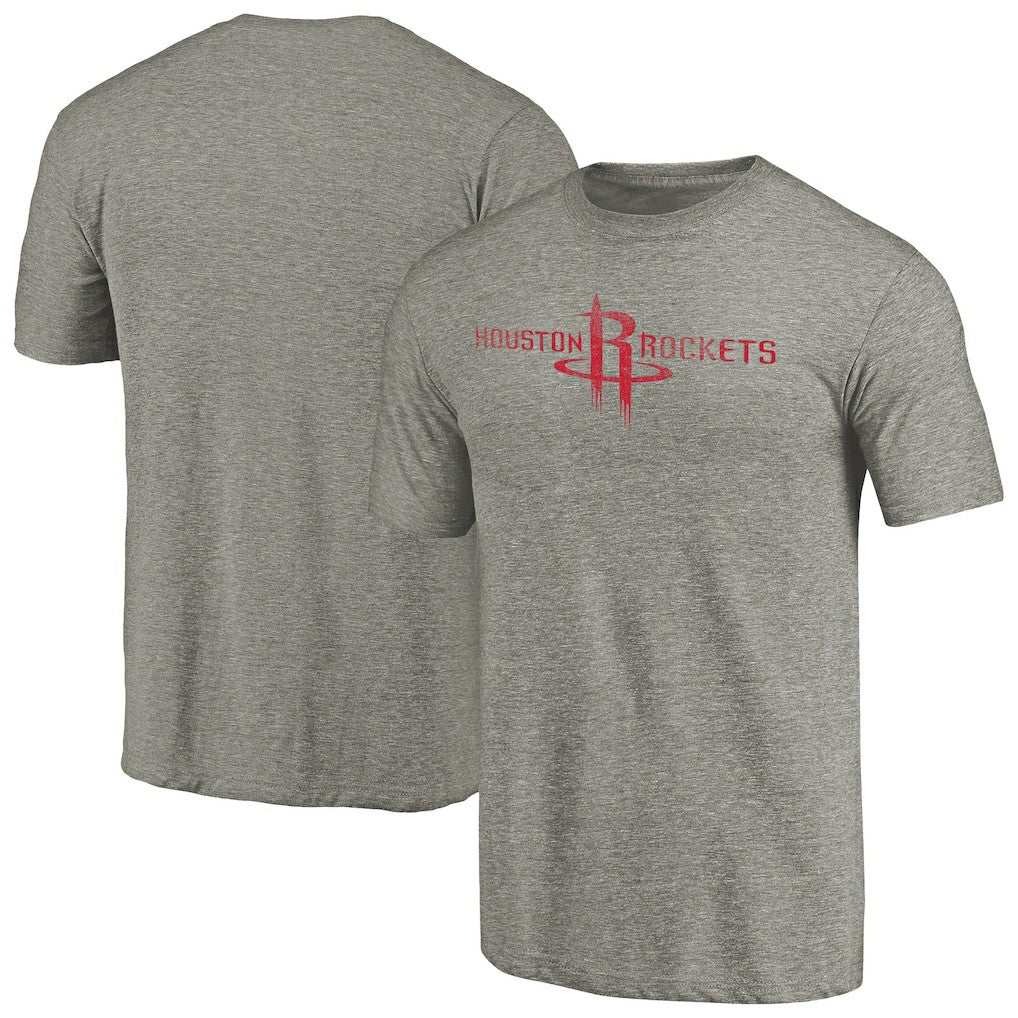 Houston Rockets Distressed Team Logo Tri-Blend T-Shirt Heather Gray