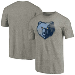 Memphis Grizzlies Distressed Team Logo Tri-Blend T-Shirt Heather Gray