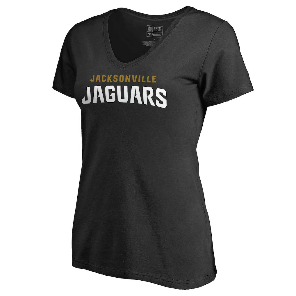 Jacksonville Jaguars Women's Wordmark V-Neck T-Shirt - Black - NFL