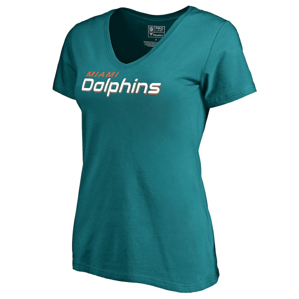 Miami Dolphins Women's Wordmark V-Neck T-Shirt - Aqua - NFL