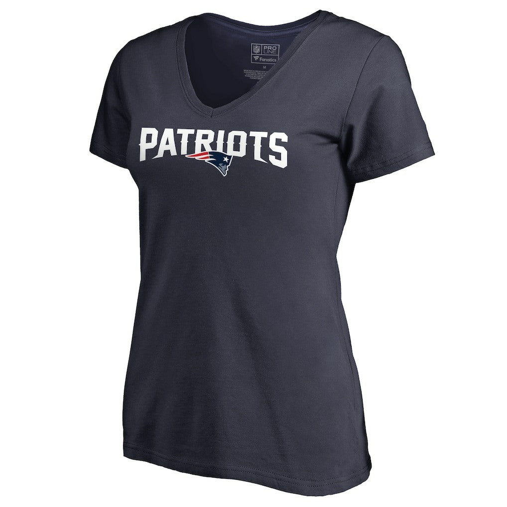 New England Patriots Women's Wordmark V-Neck T-Shirt - Navy - NFL