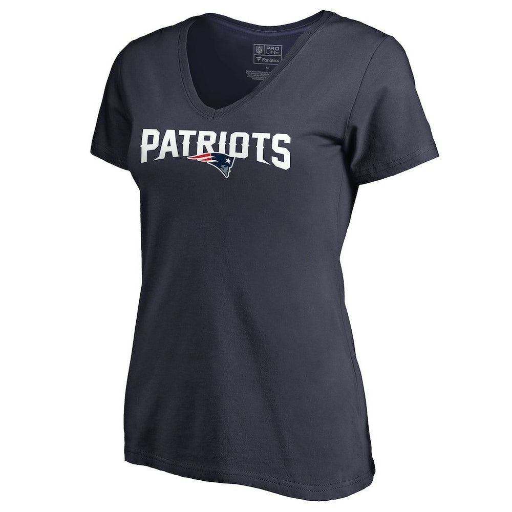 New England Patriots Women's Wordmark V-Neck T-Shirt - Navy - NFL