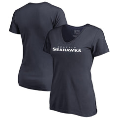 Seattle Seahawks Women's Wordmark V-Neck T-Shirt - Navy - NFL