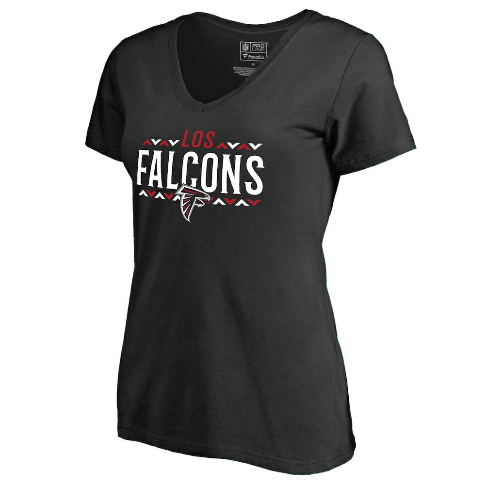 Atlanta Falcons Women's Arriba V-Neck T-Shirt - Black - NFL