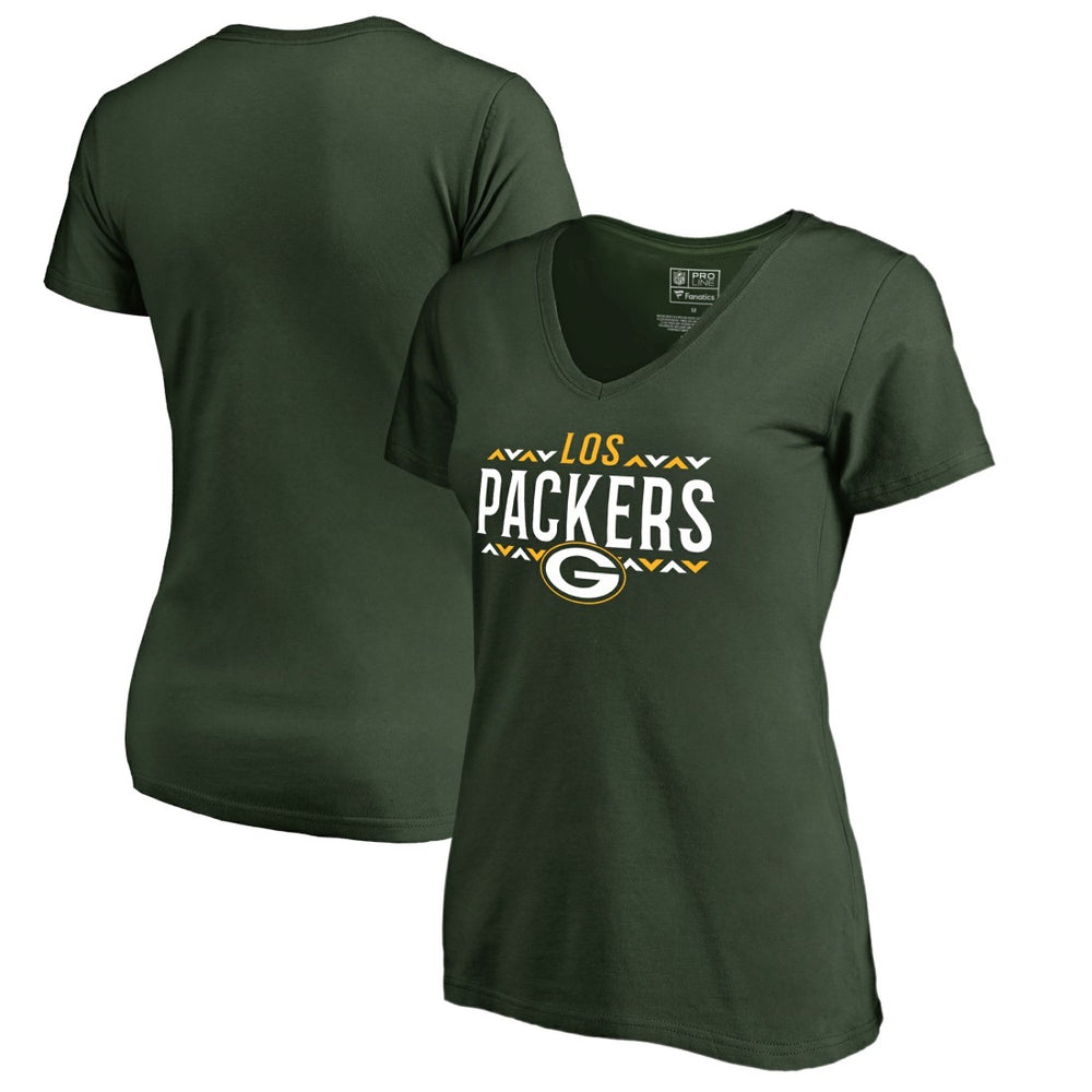 Green Bay Packers Women's Arriba V-Neck T-Shirt - Green - NFL
