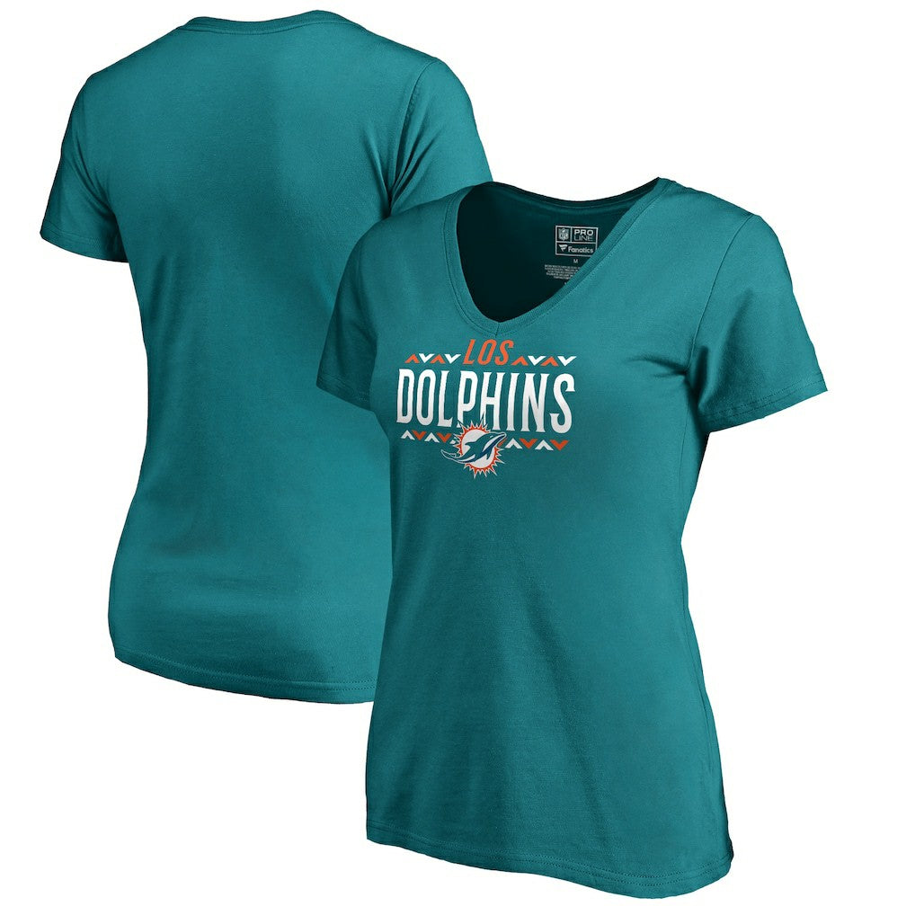 Miami Dolphins Women's Arriba V-Neck T-Shirt - Aqua - NFL