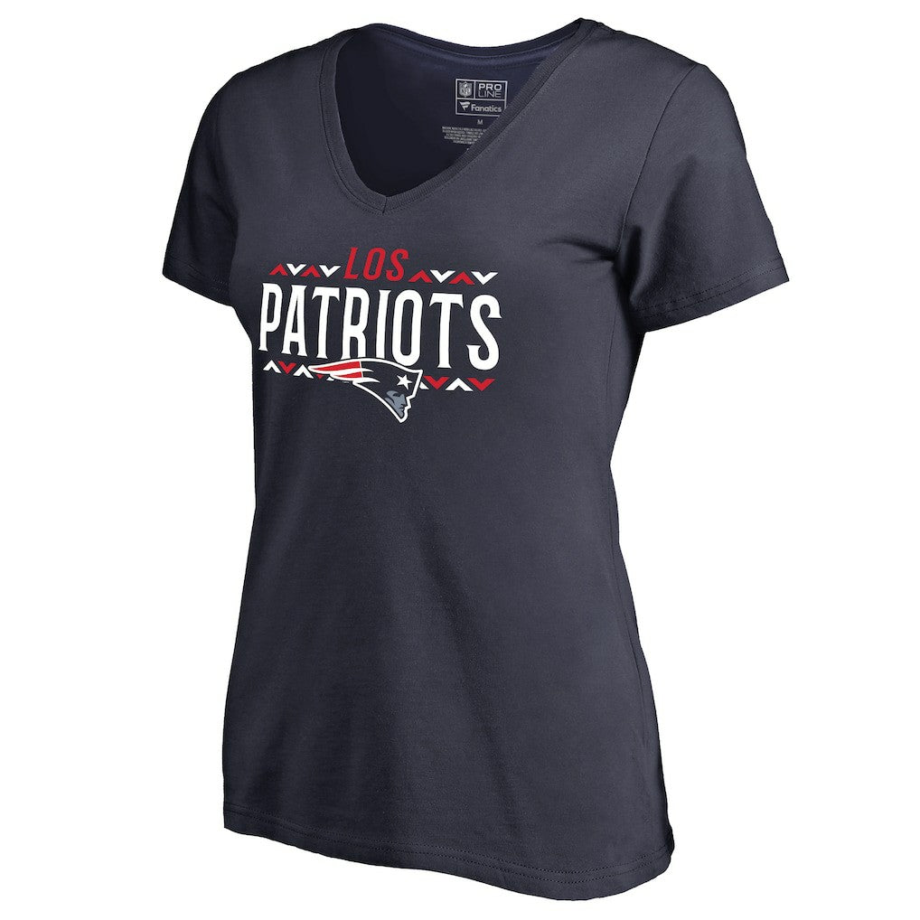 New England Patriots Women's Arriba V-Neck T-Shirt - Navy - NFL