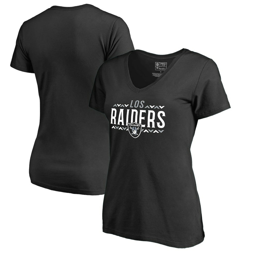Las Vegas Raiders Women's Arriba V-Neck T-Shirt - Black - NFL