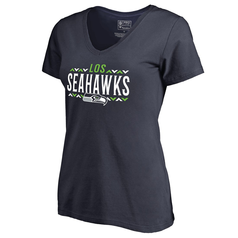 Seattle Seahawks Women's Arriba V-Neck T-Shirt - Navy - NFL