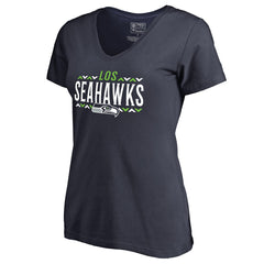 Seattle Seahawks Women's Arriba V-Neck T-Shirt - Navy - NFL