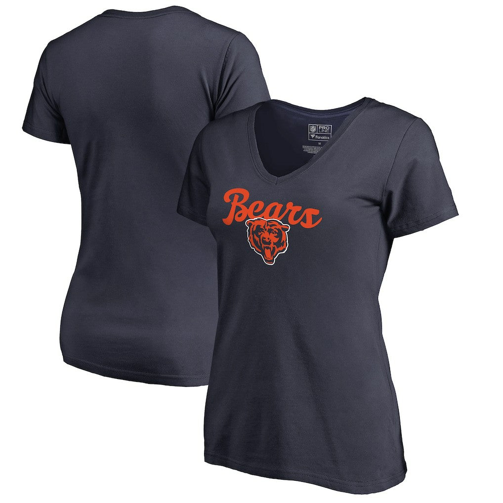 Chicago Bears Women's Freehand V-Neck T-Shirt - Navy - NFL