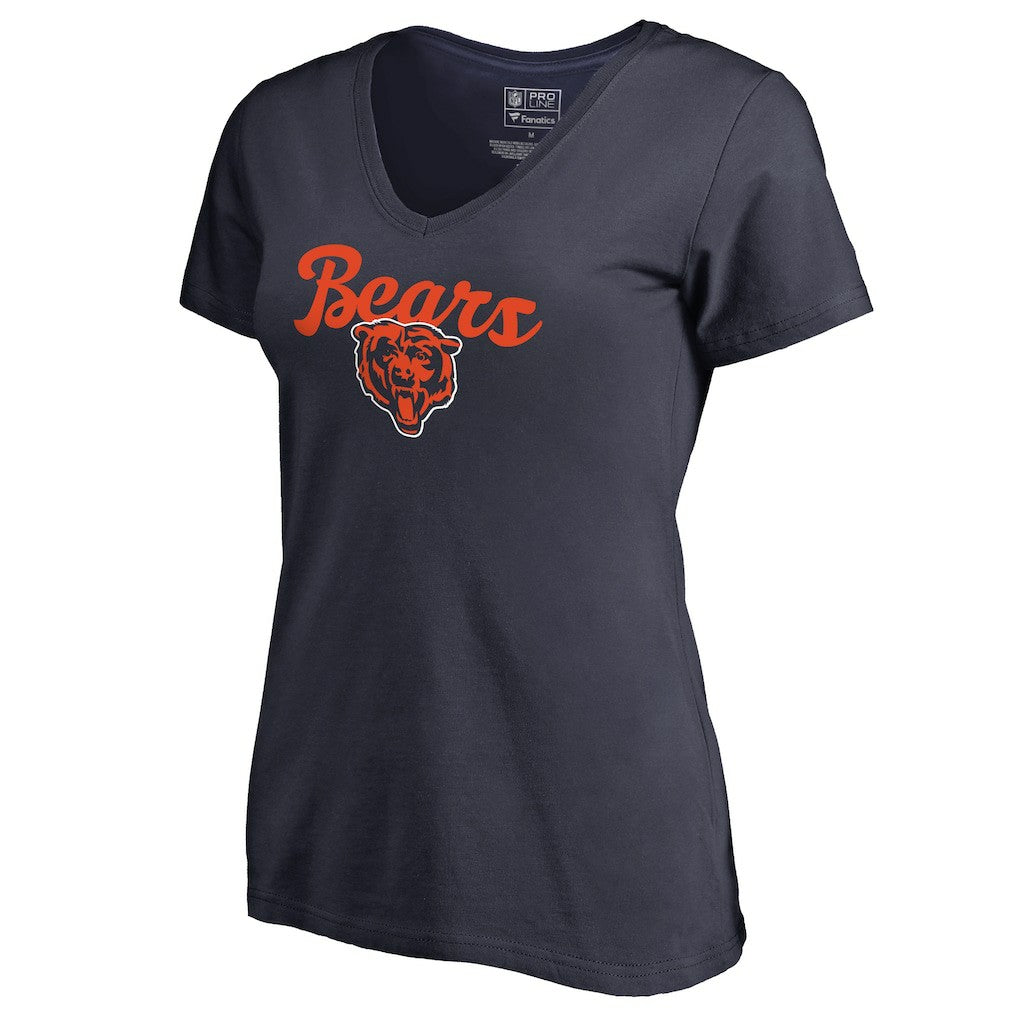 Chicago Bears Women's Freehand V-Neck T-Shirt - Navy - NFL