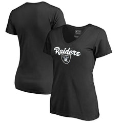 Las Vegas Raiders Women's Freehand V-Neck T-Shirt - Black - NFL