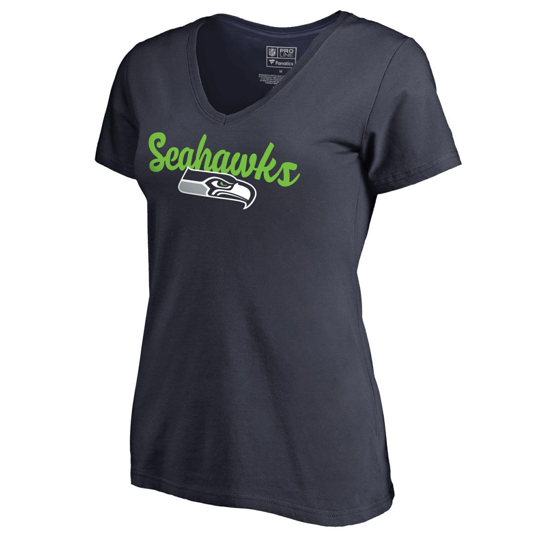 Seattle Seahawks Women's Freehand V-Neck T-Shirt - Navy - NFL