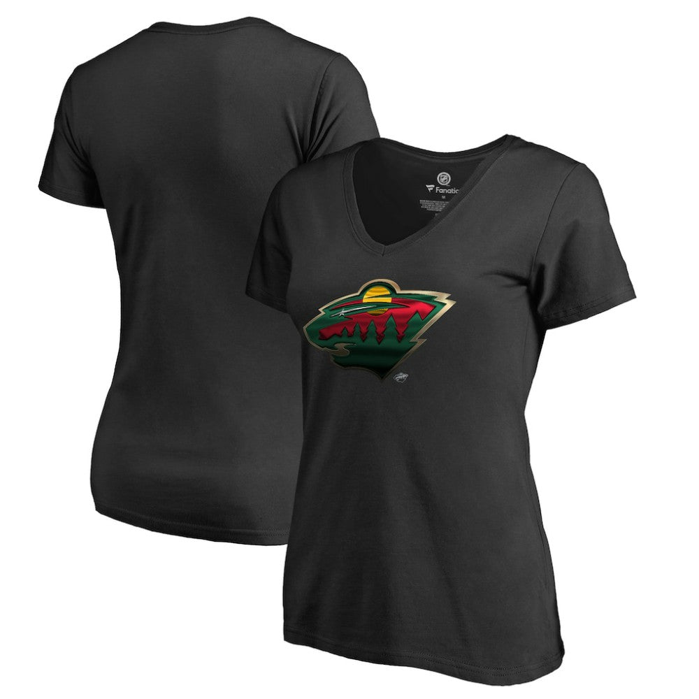 Minnesota Wild Women's Midnight Mascot V-Neck T-Shirt - Black | NHL sale