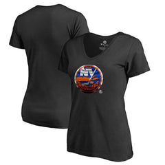 New York Islanders Women's Midnight Mascot V-Neck T-Shirt - Black | NHL Lifestyle