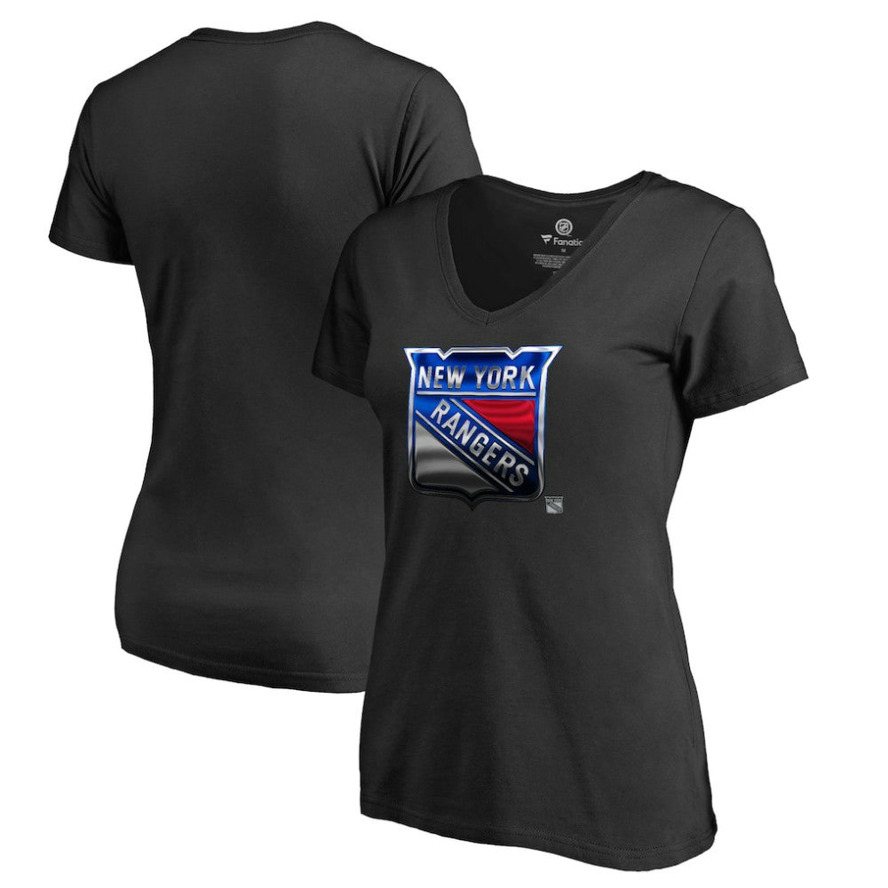 New York Rangers Women's Midnight Mascot V-Neck T-Shirt - Black | NHL sale