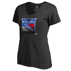 New York Rangers Women's Midnight Mascot V-Neck T-Shirt - Black | NHL sale