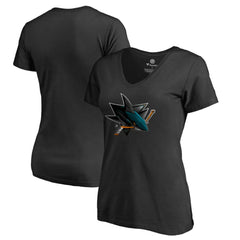 San Jose Sharks Women's Midnight Mascot V-Neck T-Shirt - Black | NHL near me