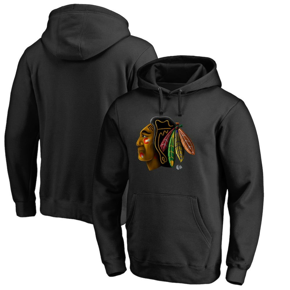 Chicago Blackhawks Midnight Mascot Pullover Hoodie - Black | NHL discount