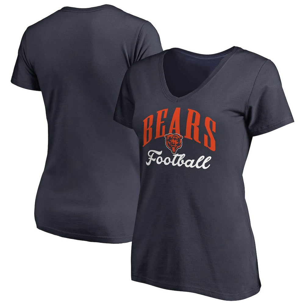 Chicago Bears Women's Victory Script V-Neck T-Shirt -Navy - NFL