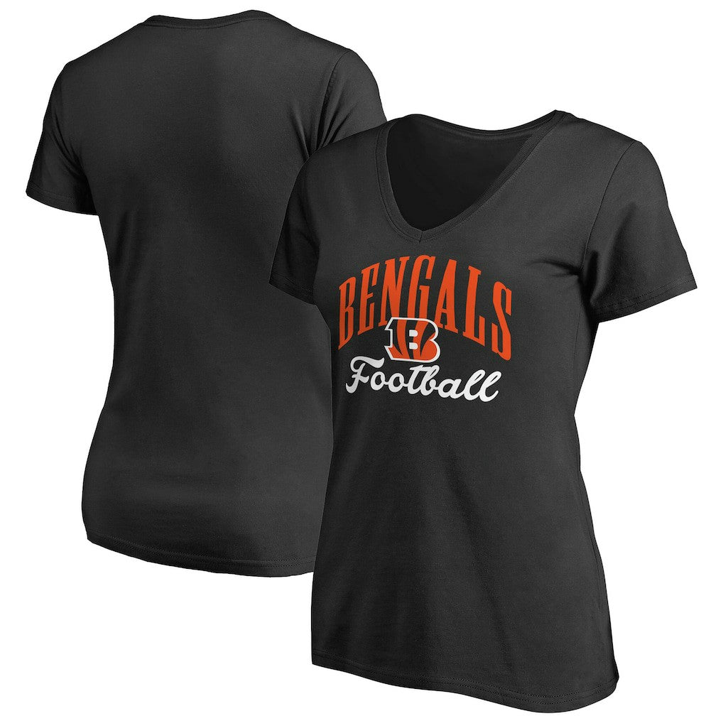 Cincinnati Bengals Women's Victory Script V-Neck T-Shirt -Black - NFL