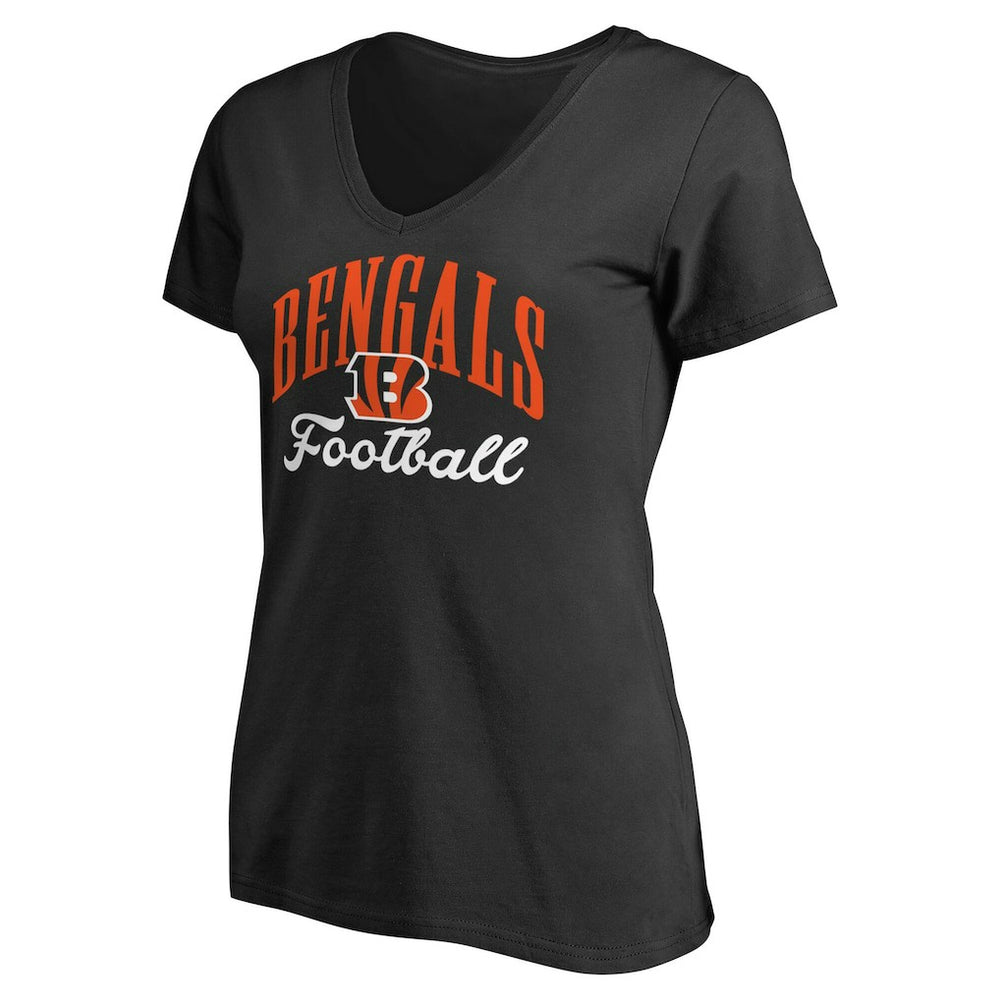 Cincinnati Bengals Women's Victory Script V-Neck T-Shirt -Black - NFL