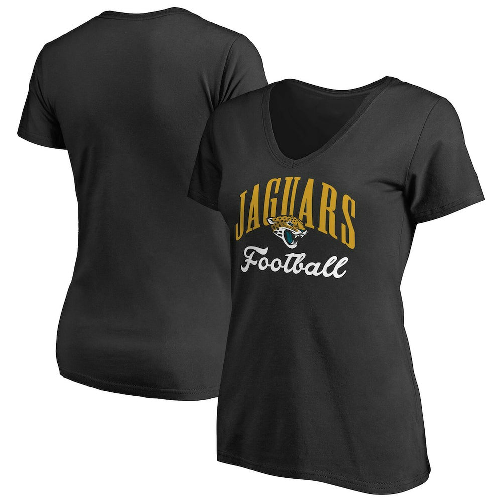 Jacksonville Jaguars Women's Victory Script V-Neck T-Shirt -Black - NFL