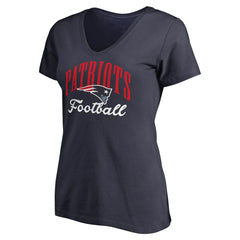 New England Patriots Women's Victory Script V-Neck T-Shirt - Navy - NFL