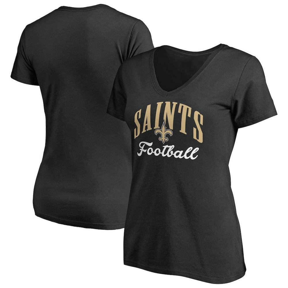 New Orleans Saints Women's Victory Script V-Neck T-Shirt -Black - NFL
