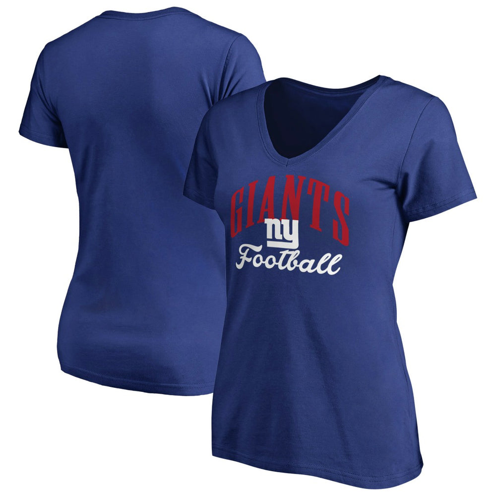New York Giants Women's Victory Script V-Neck T-Shirt -Royal - NFL