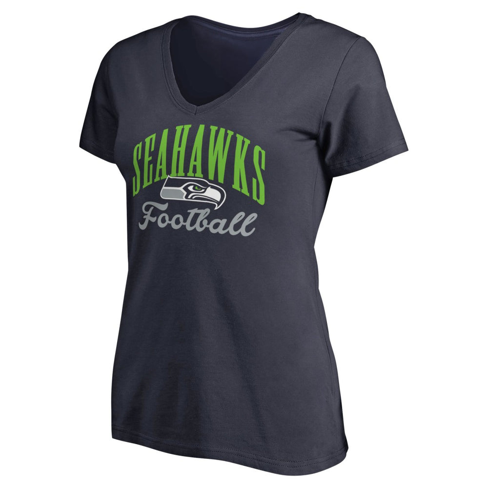 Seattle Seahawks Women's Victory Script V-Neck T-Shirt - Navy - NFL