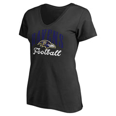 Baltimore Ravens Women's Victory Script V-Neck T-Shirt -Black - NFL