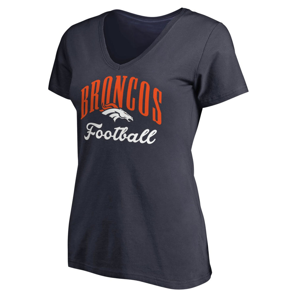 Denver Broncos Women's Victory Script V-Neck T-Shirt - Navy - NFL