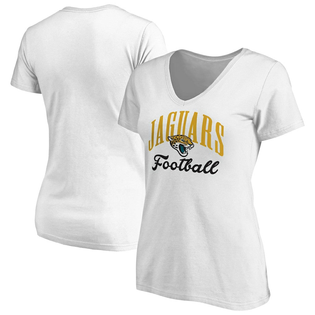 Jacksonville Jaguars Women's Victory Script V-Neck T-Shirt -White - NFL