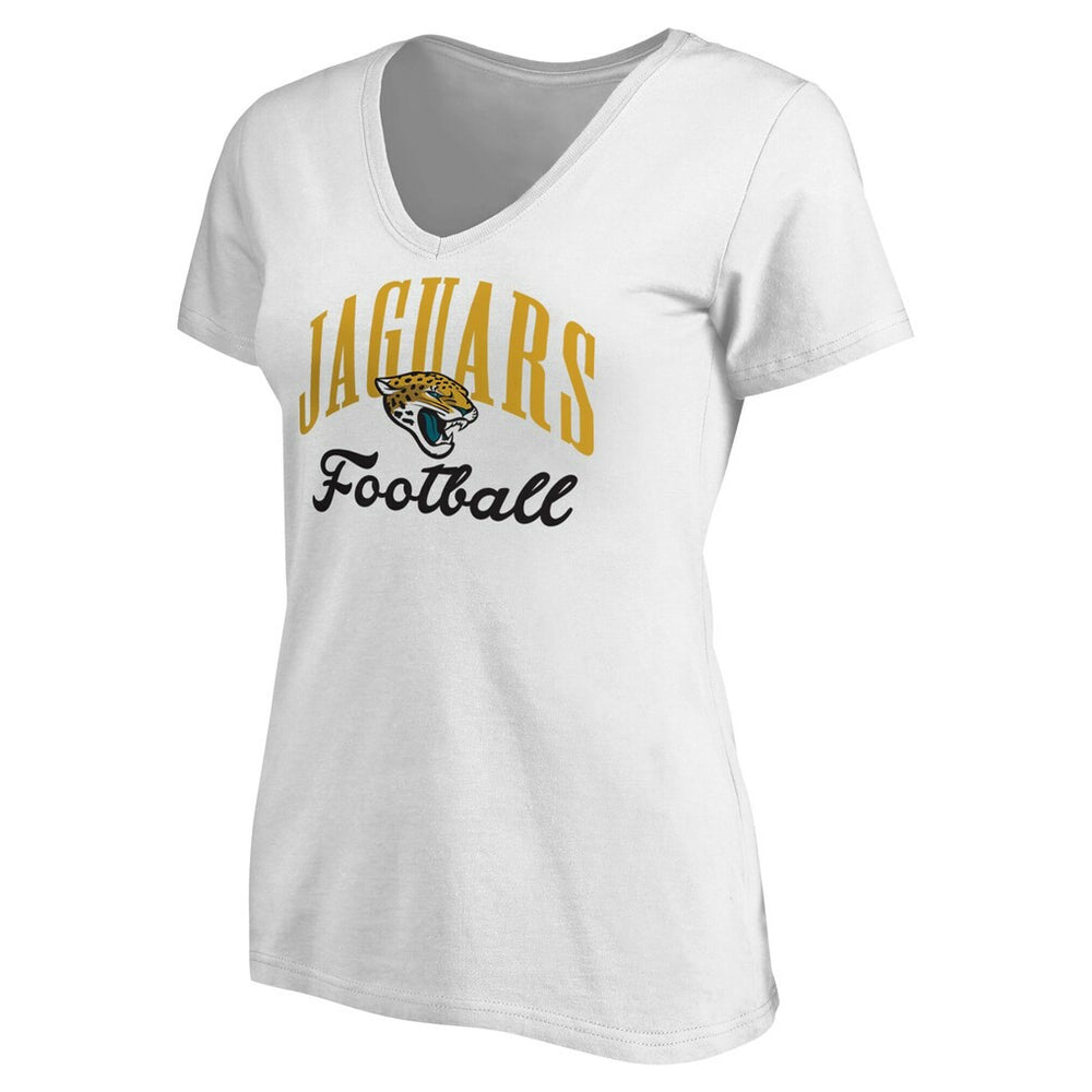 Jacksonville Jaguars Women's Victory Script V-Neck T-Shirt -White - NFL