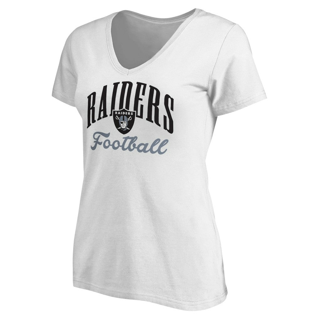 Las Vegas Raiders Women's Victory Script V-Neck T-Shirt -White - NFL