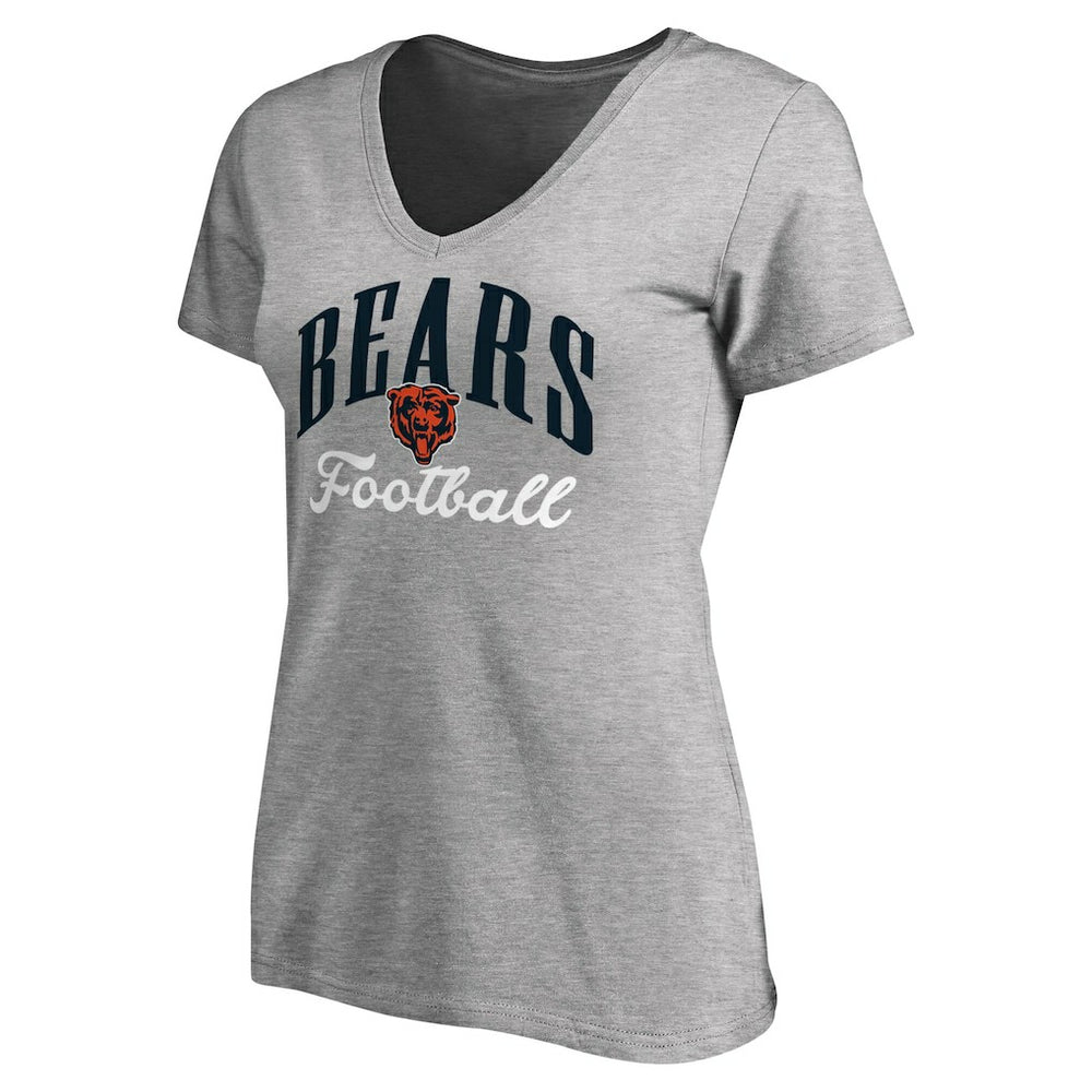 Chicago Bears Women's Victory Script V-Neck T-Shirt - Heather Gray - NFL