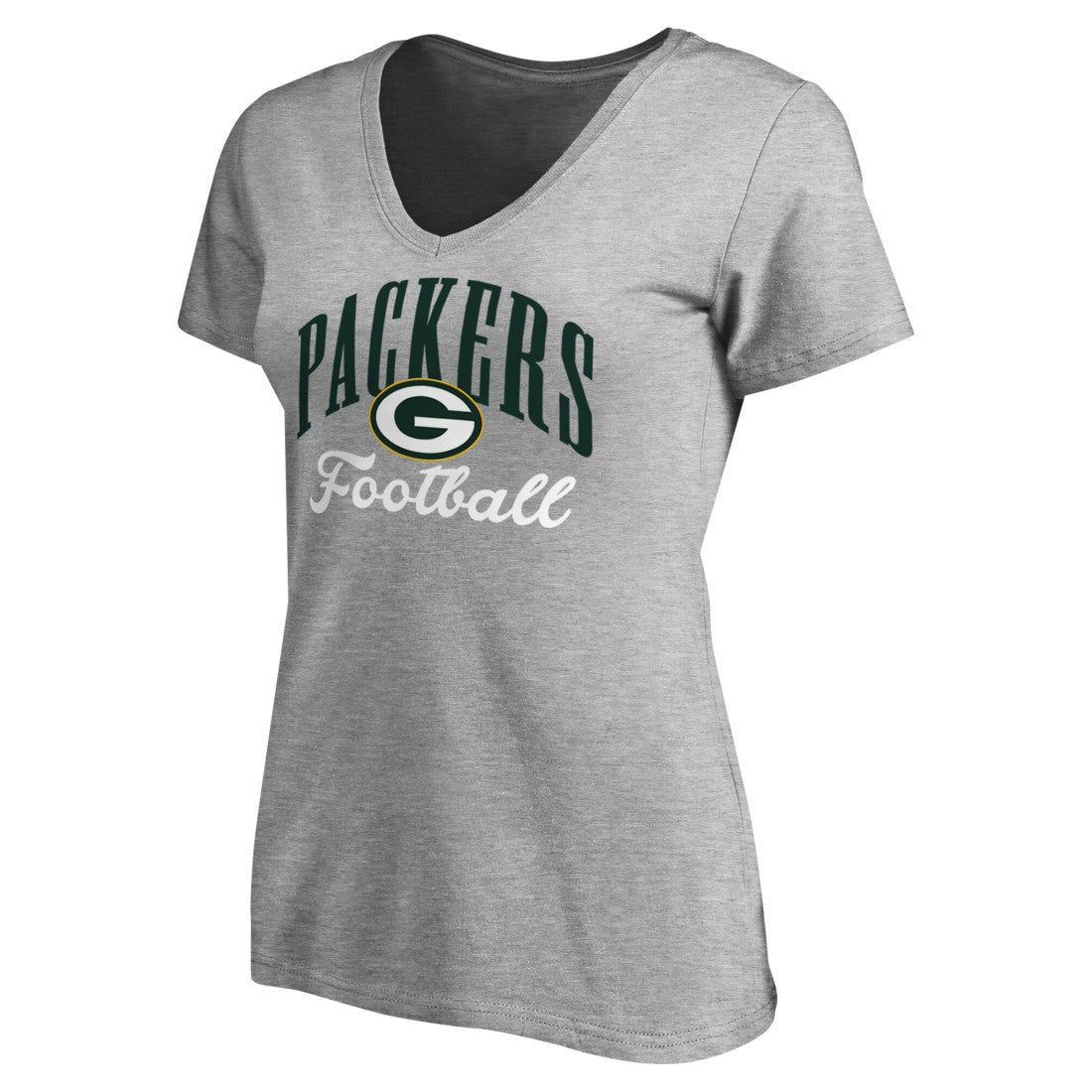 Green Bay Packers Women's Victory Script V-Neck T-Shirt - Heather Gray - NFL