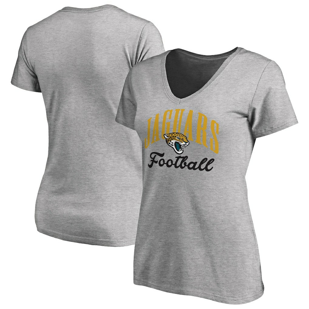 Jacksonville Jaguars Women's Victory Script V-Neck T-Shirt - Heathered Gray - NFL