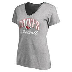 Kansas City Chiefs Women's Victory Script V-Neck T-Shirt - Heathered Gray - NFL
