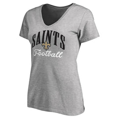 New Orleans Saints Women's Victory Script V-Neck T-Shirt - Heather Gray - NFL