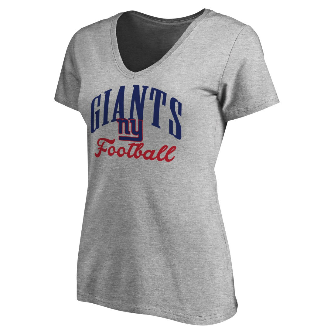 New York Giants Women's Victory Script V-Neck T-Shirt - Heather Gray - NFL