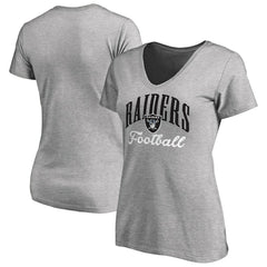 Las Vegas Raiders Women's Victory Script V-Neck T-Shirt - Heather Gray - NFL