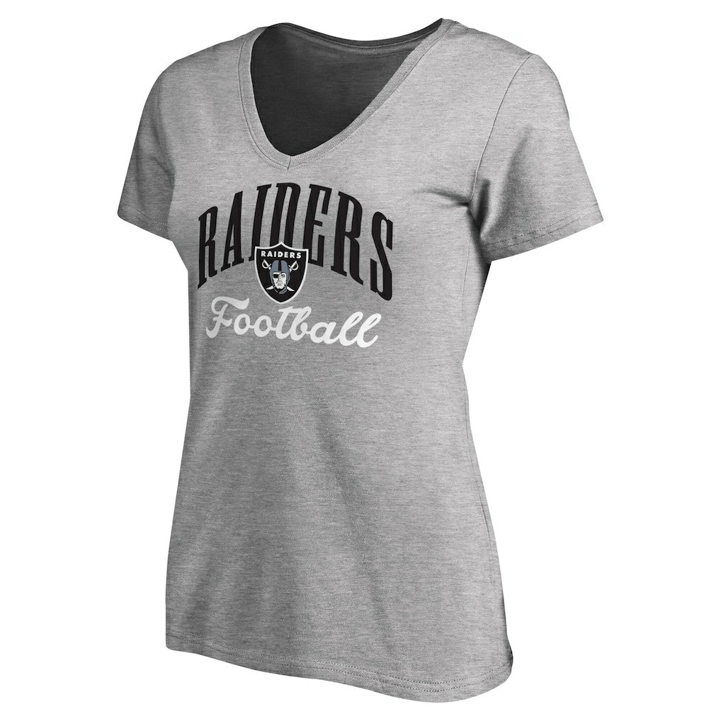 Las Vegas Raiders Women's Victory Script V-Neck T-Shirt - Heather Gray - NFL