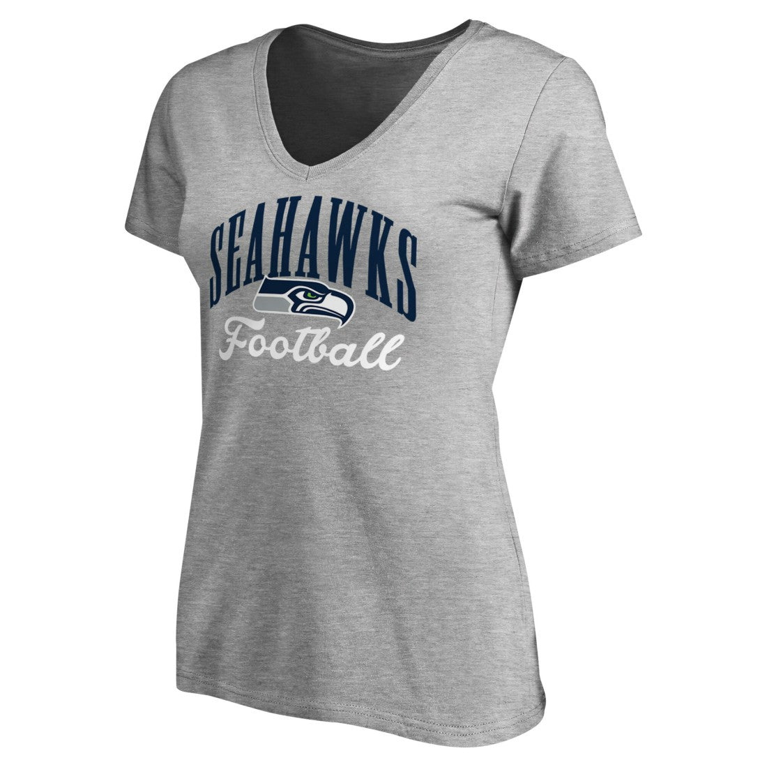 Seattle Seahawks Women's Victory Script V-Neck T-Shirt - Heather Gray - NFL