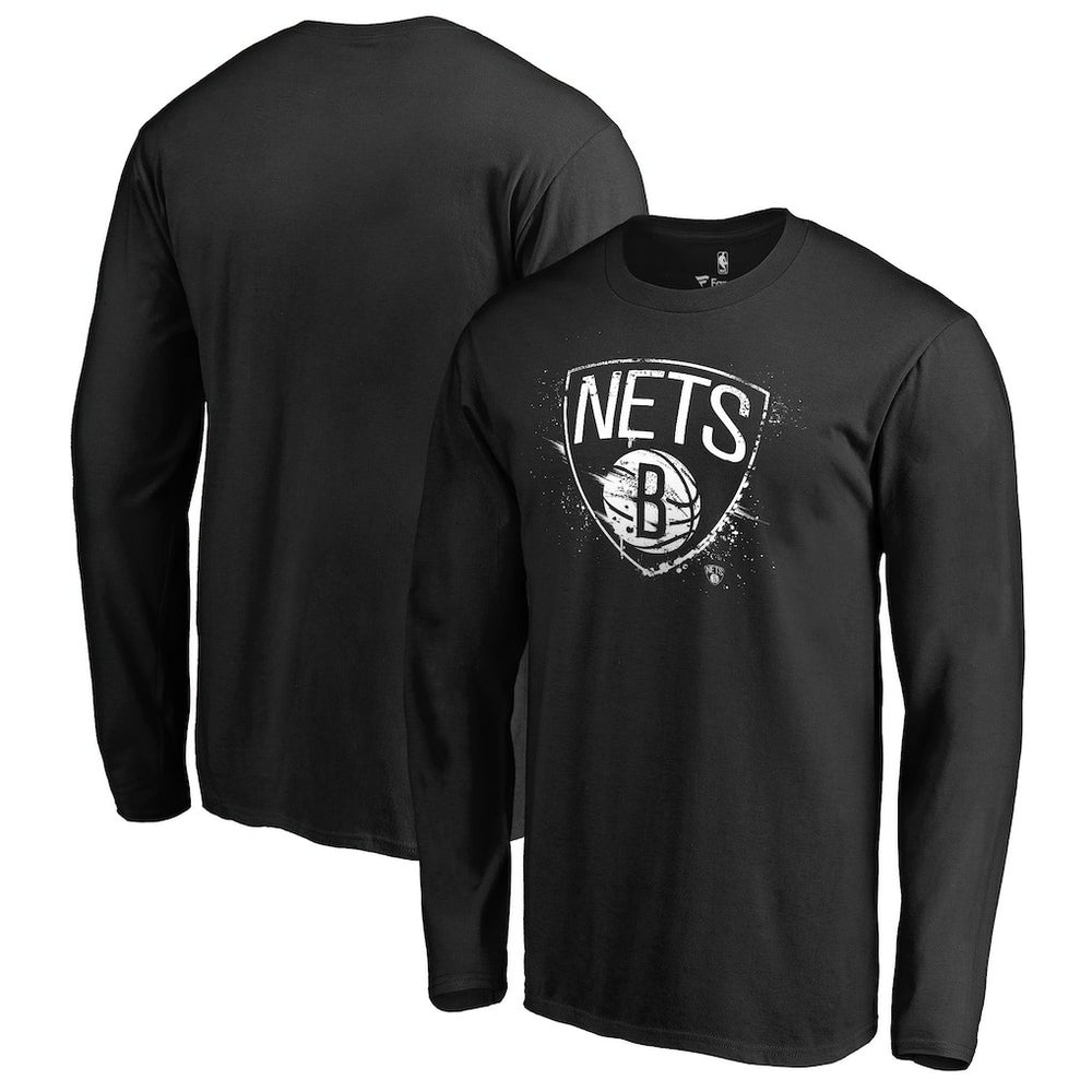 Brooklyn Nets Splatter Logo Long Sleeve T-Shirt Black