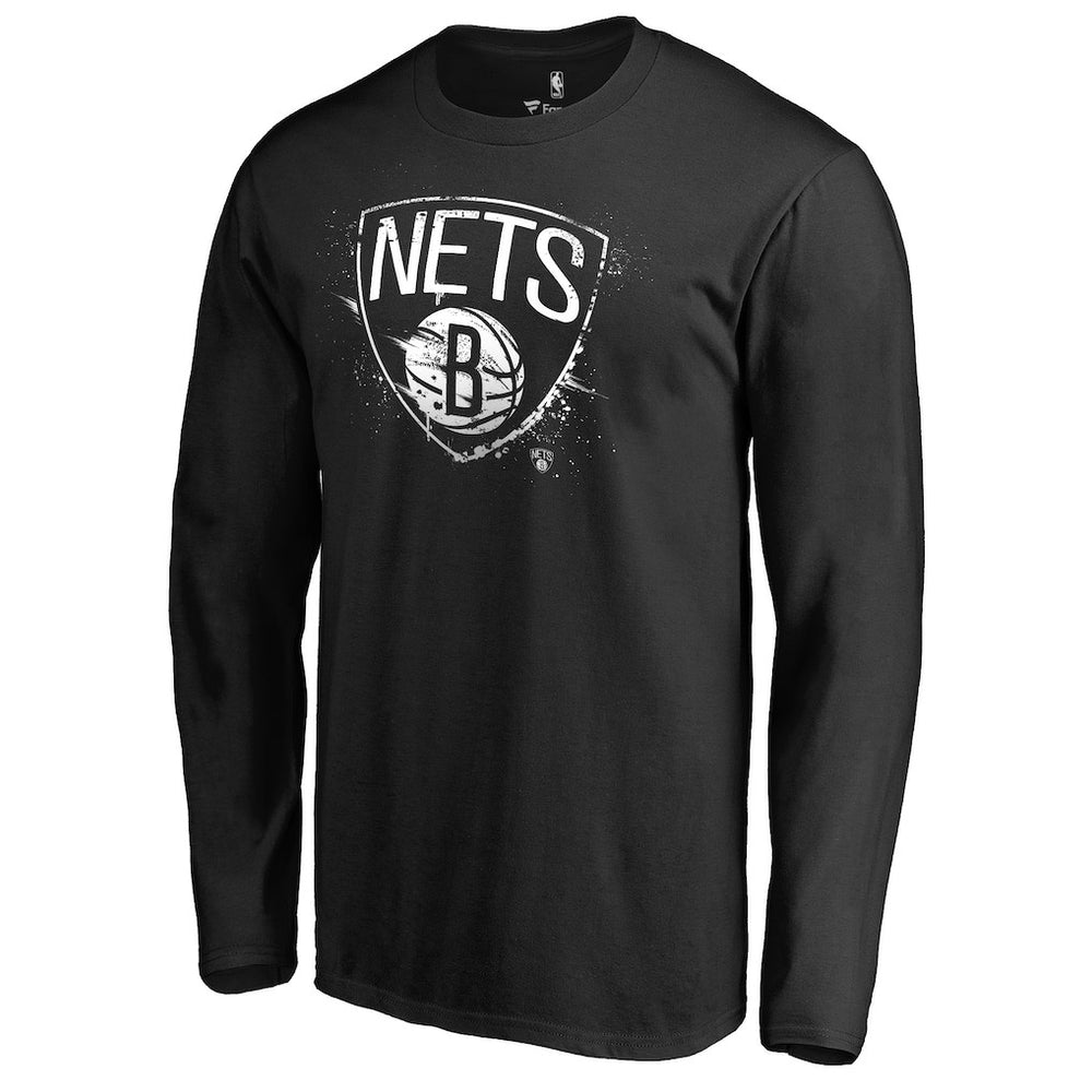 Brooklyn Nets Splatter Logo Long Sleeve T-Shirt Black