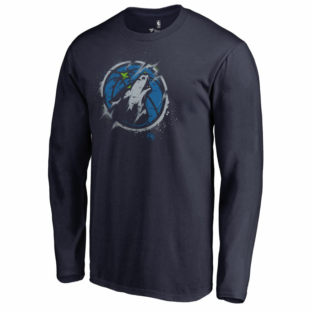 Minnesota Timberwolves Splatter Logo Long Sleeve T-Shirt Navy