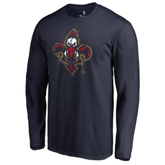 New Orleans Pelicans Splatter Logo Long Sleeve T-Shirt Navy